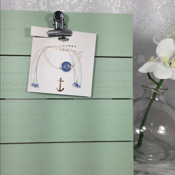 🆕 LC Lauren Conrad Blue & White Anchor Bracelet - Picture 2 of 5